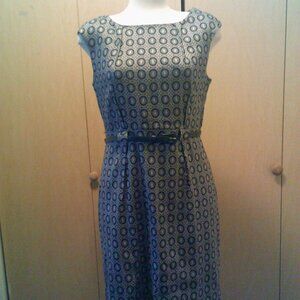 Soho Printed Blue Belted Dress Size 10